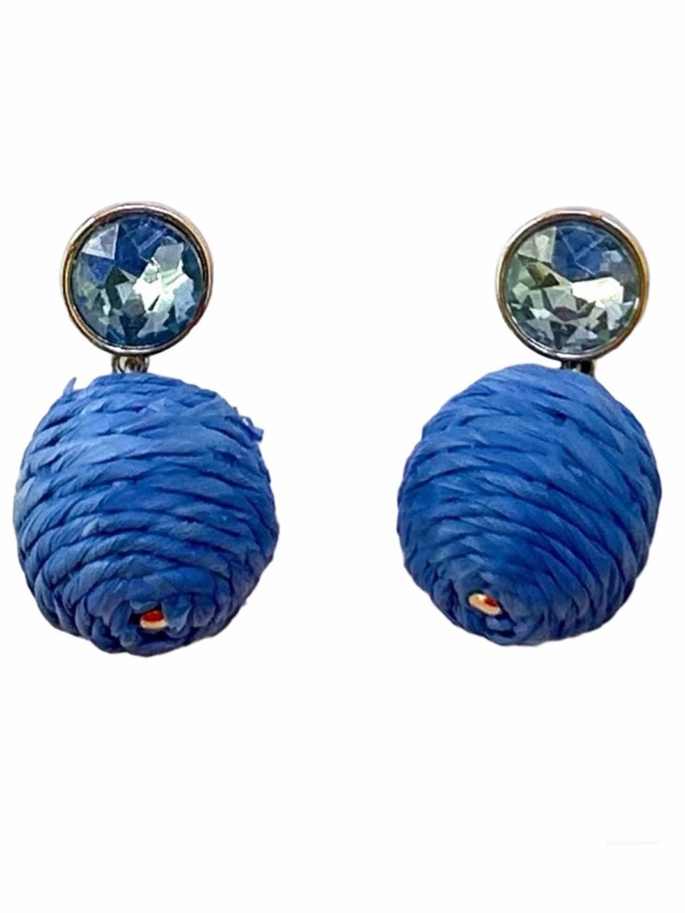 J. Crew Factory Blue Crystal Bauble Dangle Statement Earrings NEW